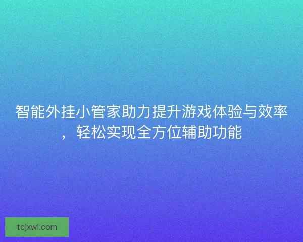 智能外挂小管家助力提升游戏体验与效率，轻松实现全方位辅助功能